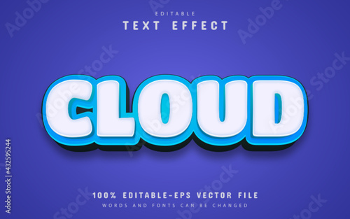 Cloud text effect cartoon style