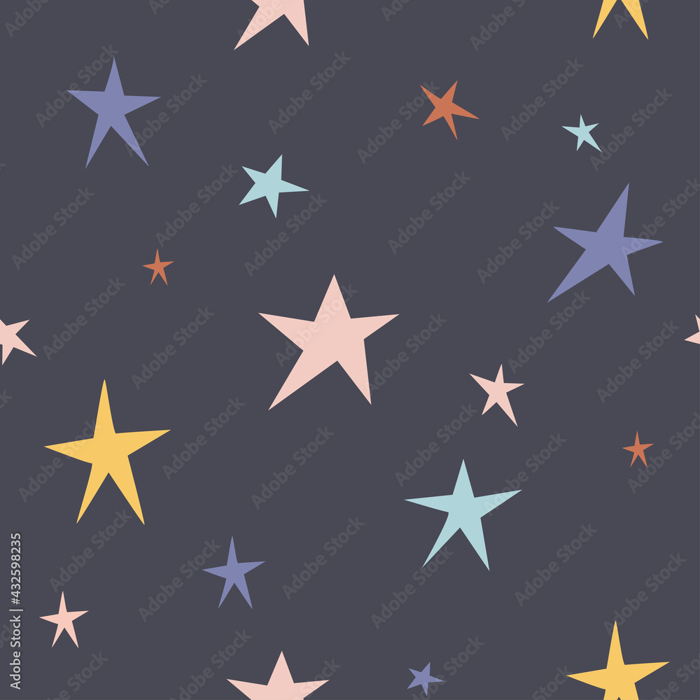 Childish seamless pattern with starry sky. Texture for fabric, wrapping, textile, wallpaper, apparel. Childish seamless pattern with starry sky. Texture for fabric, wrapping, textile, wallpaper, apparel.