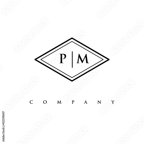 initial PM logo design vector