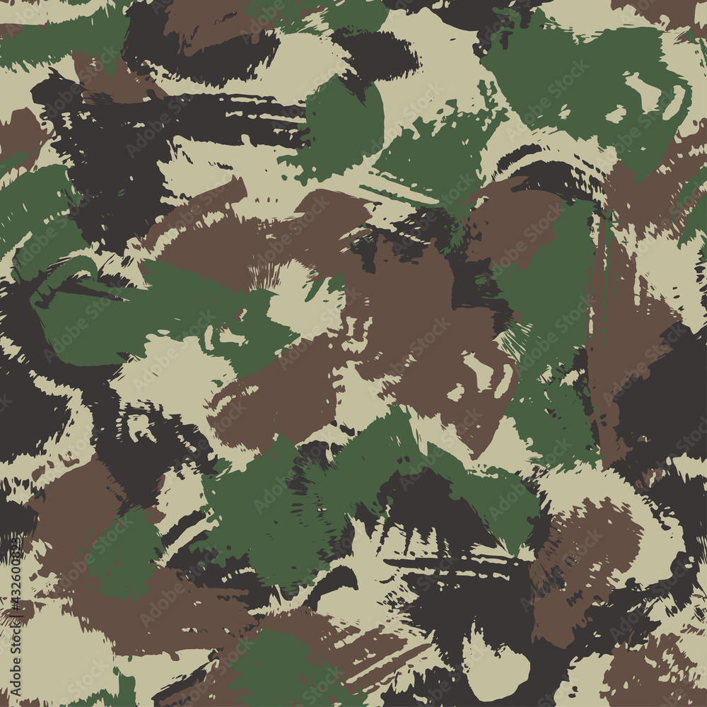 Artistic brush strokes in camouflage colors