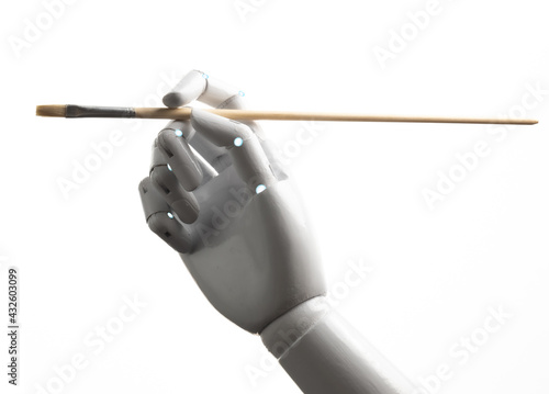 Robot hand hold paint brush