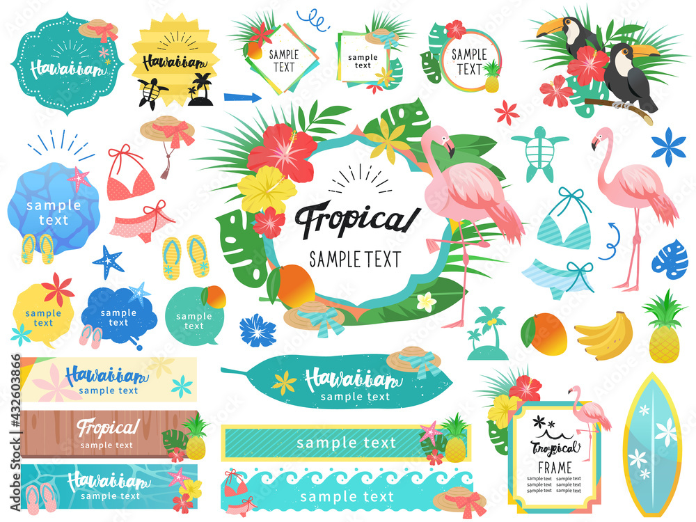 常夏のハワイアンフレームイラストセット 背景なし ベクター Stock Vector Adobe Stock 常夏のハワイアンフレームイラストセット 背景なし ベクター Stock Vector Adobe Stock