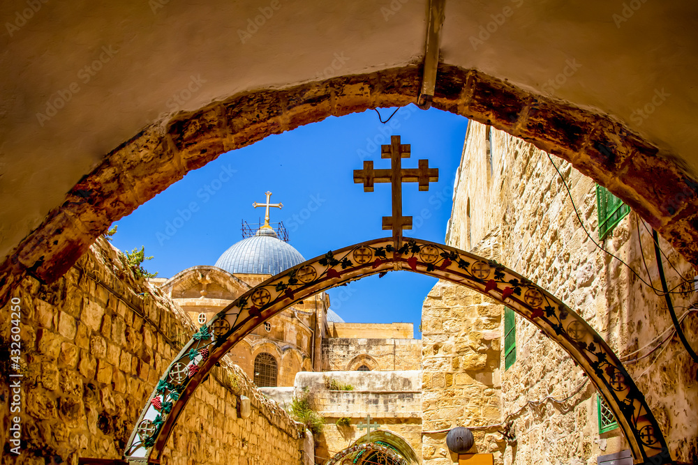 The Ninth station in the Via Dolorosa is where Jesus falls for the third time. Jerusalem, Israel
