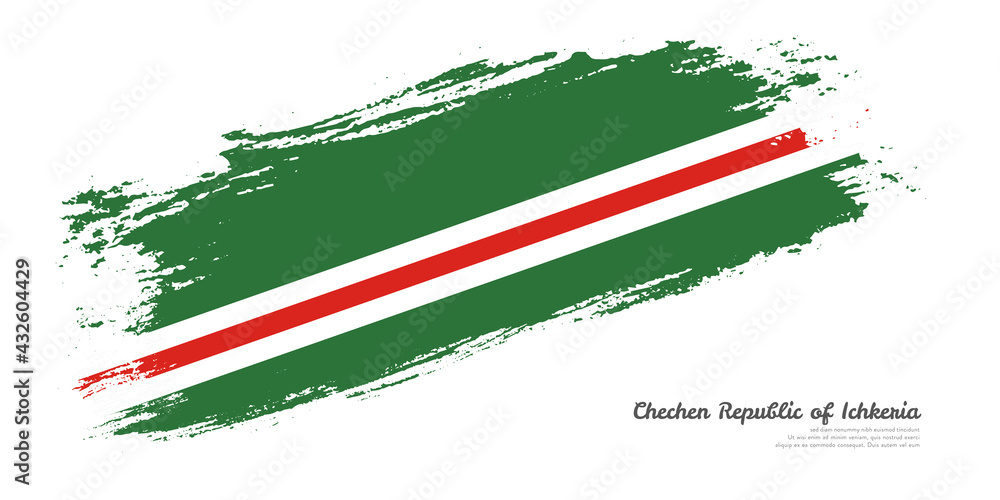 Hand painted brush flag of Chechen Republic of Ichkeria country with stylish flag on white background Hand painted brush flag of Chechen Republic of Ichkeria country with stylish flag on white background