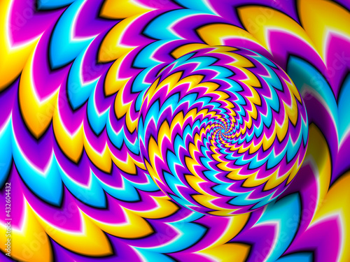 Colorfu rotating sphere. Spin illusion.