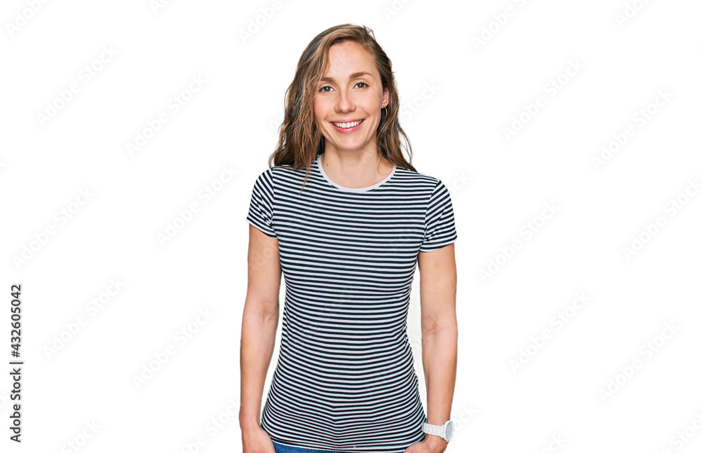 Young blonde woman wearing casual clothes with a happy and cool smile on face. lucky person. Young blonde woman wearing casual clothes with a happy and cool smile on face. lucky person.