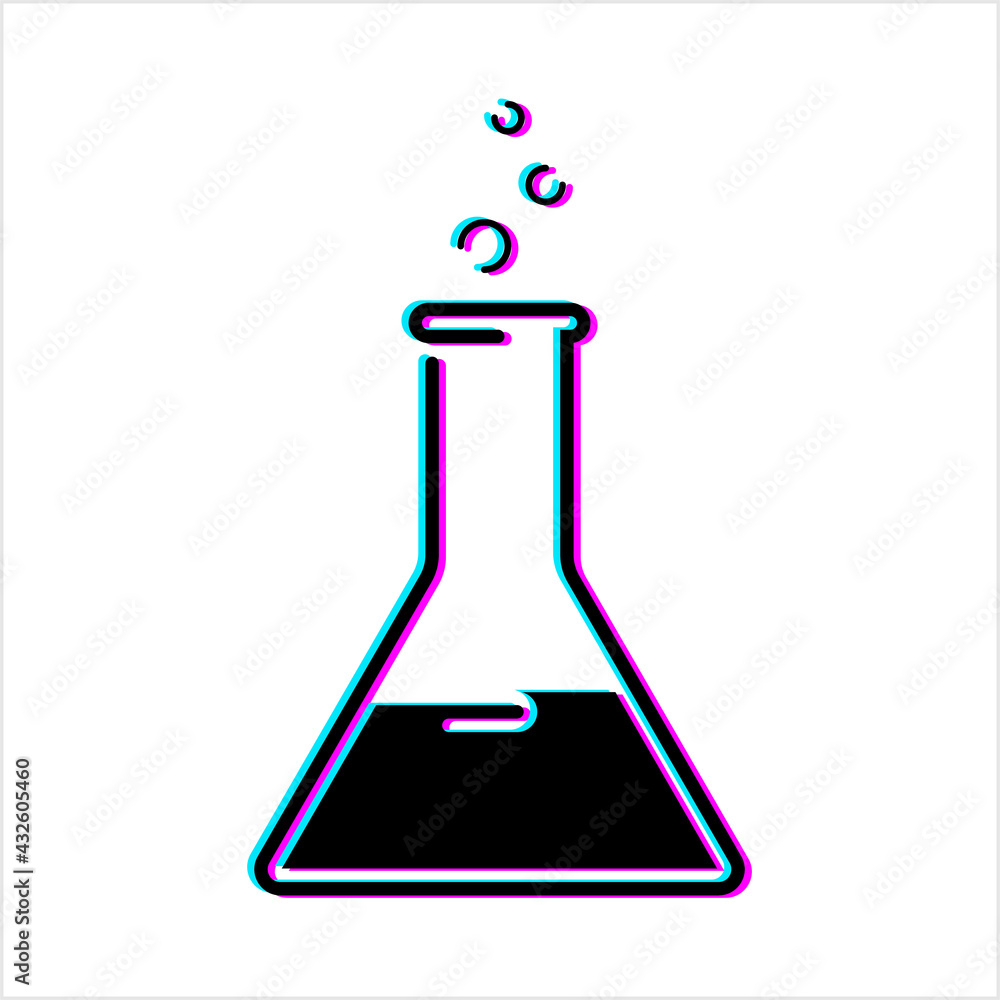 Laboratory Glass Beaker Glitch Icon, Chemistry Equipment Laboratory Glass Beaker Glitch Icon, Chemistry Equipment
