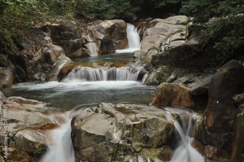 Long exposure of waterfalls with rocks