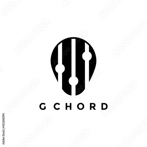 guitar pick and chord logo icon