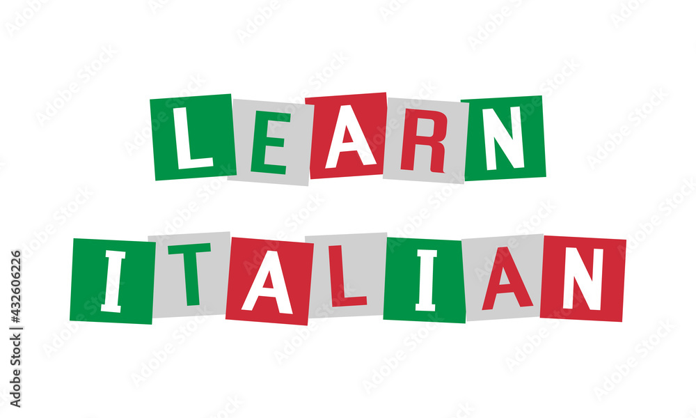 learn italian text in disordered squares painted in italy flag colors learn italian text in disordered squares painted in italy flag colors