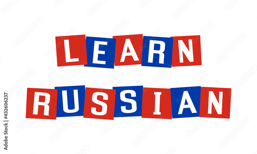 learn russian text in disordered squares painted in russia flag colors learn russian text in disordered squares painted in russia flag colors