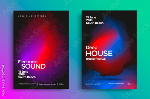 Electronic music festival poster with abstract gradient shapes. Vector  photo