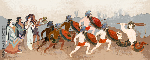 Ancient Greece banner. Classical medieval style. Vector illustration. Myth and legends. History and culture