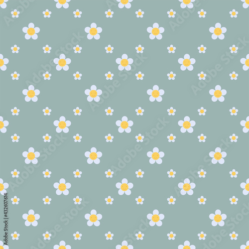 Daisy seamless pattern Vector illustration