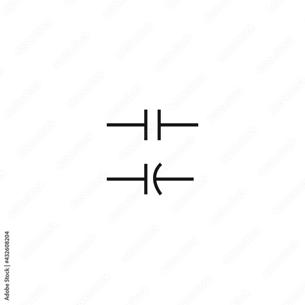 capacitor component icon, simple logo capacitor electronic component icon, electronic circuit component symbol capacitor component icon, simple logo capacitor electronic component icon, electronic circuit component symbol