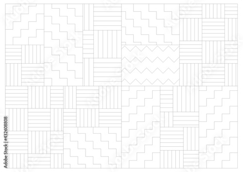 Coloring page of checkered abstract pattern in line-art style. Raster illustration in A3 paper size.