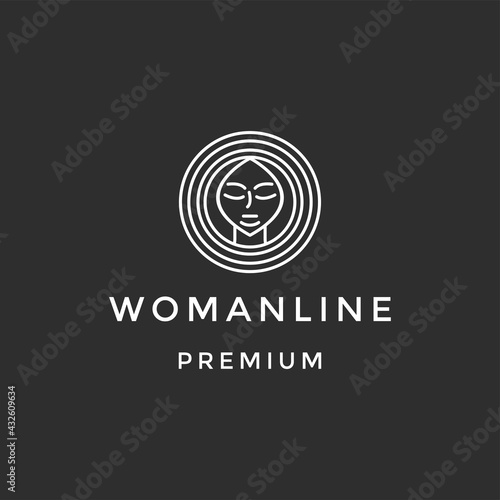 Beauty woman fashion logo. linear vector template linear style on a black background