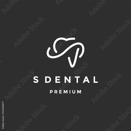 Letter S Dental logo vector design on a black background