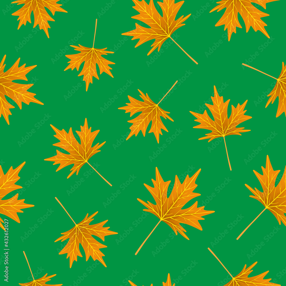 Seamless pattern with maple leaves. Repeat botanical pattern. Vector illustration. Seamless pattern with maple leaves. Repeat botanical pattern. Vector illustration.