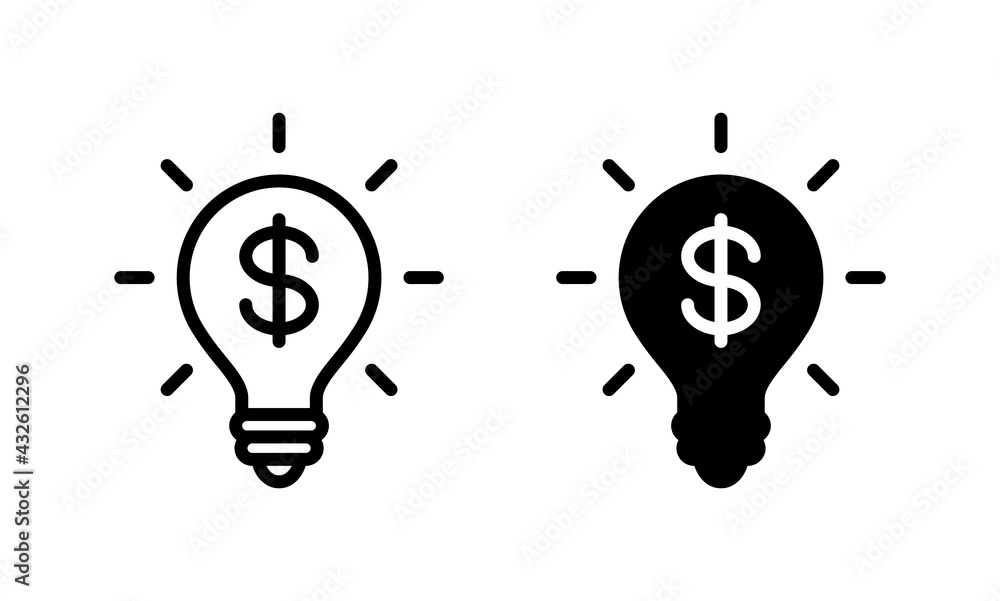 Light bulb with dollar icon vector Light bulb with dollar icon vector