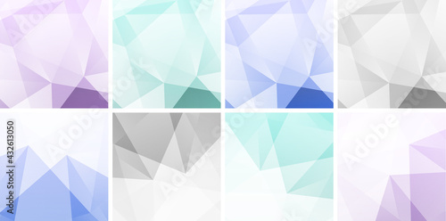 Set of Light Colorful Abstract Geometric Backgrounds. Technology patterns. Vector illustration