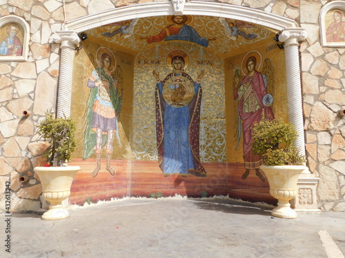icon of God on the wall near the Church of Ayia NAPA Cyprus April 16 2021