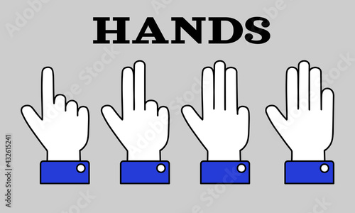 Act of Hands free drawing Cartoon Style A Hand palms many types for gestures of grabbing holding playing touch mobile screen using for icons apps collection abstract vector flat design style minimal 