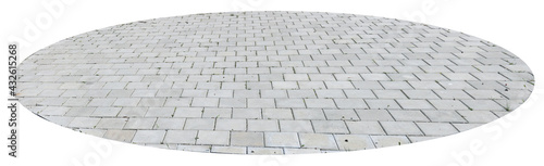 Round stage made of square concrete tiles isolated