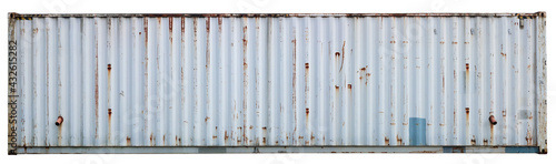 Wall of a steel gray old rusty sea cargo containe isolated