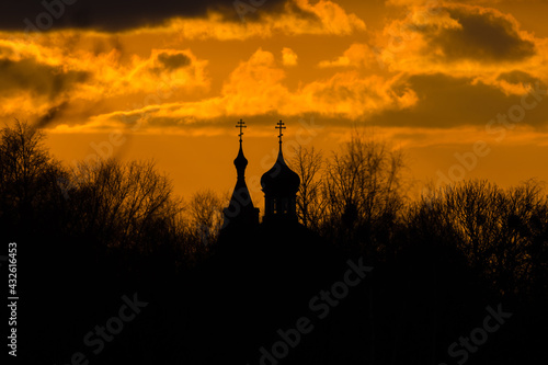 orthodox church during the sunset
