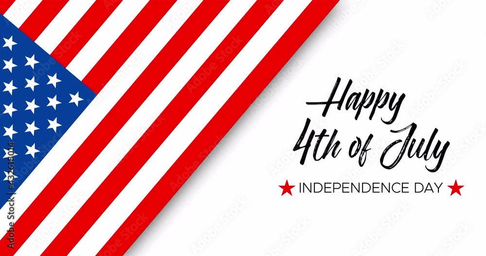 Happy 4th of July, Independence Day, Handwritten Animated Text With USA National Flag and Stars Happy 4th of July, Independence Day, Handwritten Animated Text With USA National Flag and Stars