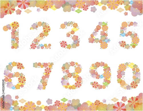 数字01_01（和風の花柄・数字セット）