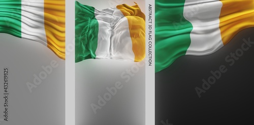 Canvas Print Abstract Ireland Flag 3D Render (3D Artwork)