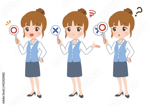 回答するビジネスウーマンのイラスト
