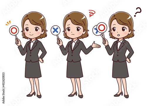 回答するビジネスウーマンのイラスト