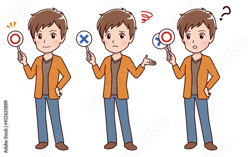 回答する若い男性のイラスト