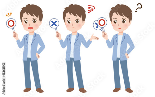 回答する若い男性のイラスト