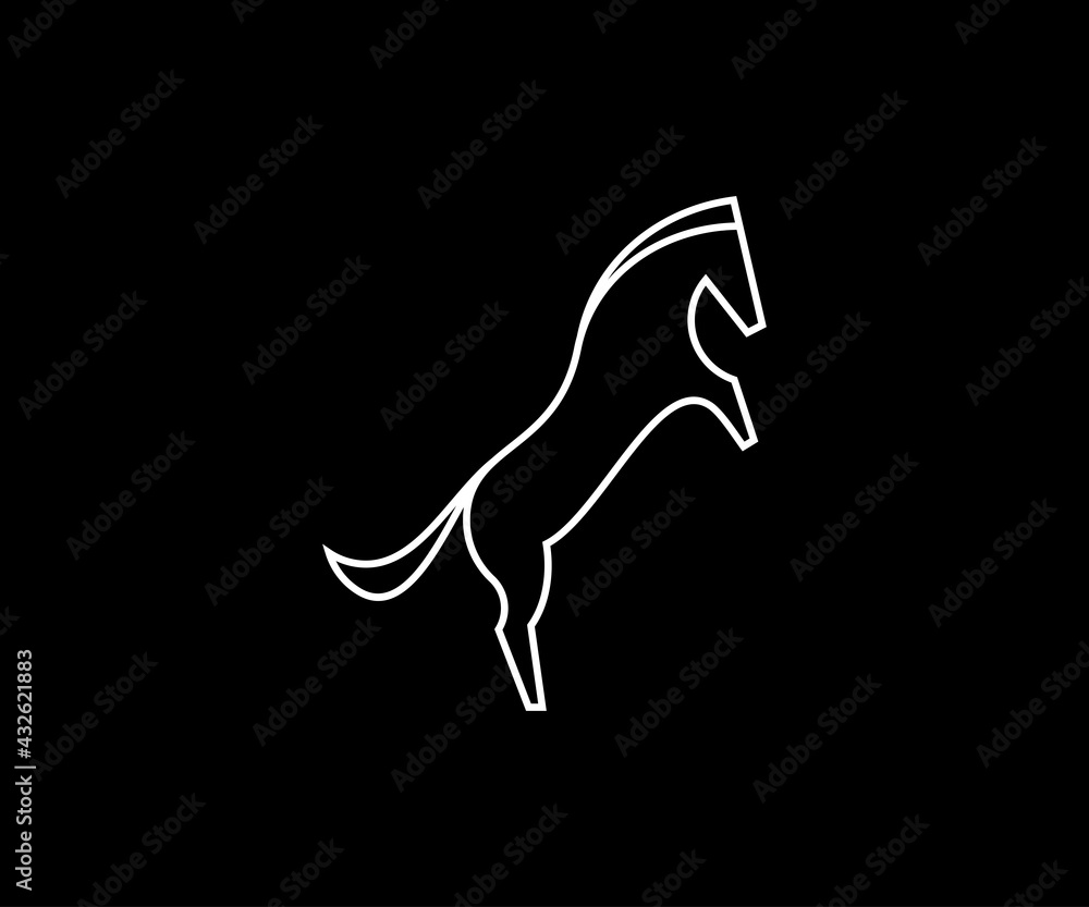 Fototapeta premium Horse line art style logo icon vector illustration