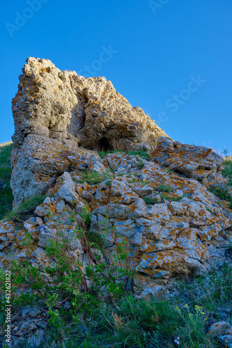 Bilde på lerret The landscape of the spring mountains of the South Urals illuminated by the sun