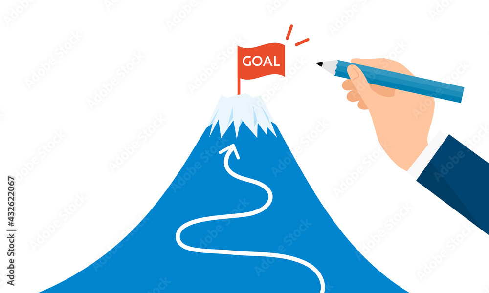 ゴールの旗と富士山 目標設定のイメージイラスト ベクター素材 Stock Vector Adobe Stock
