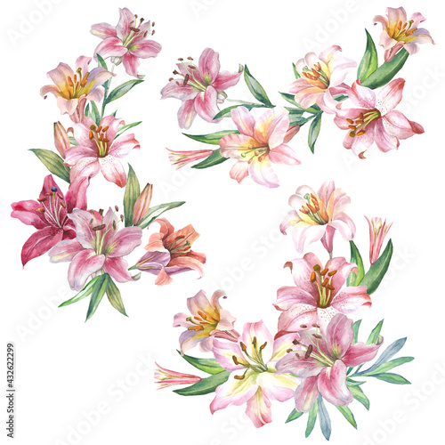 set of lilies bouquets