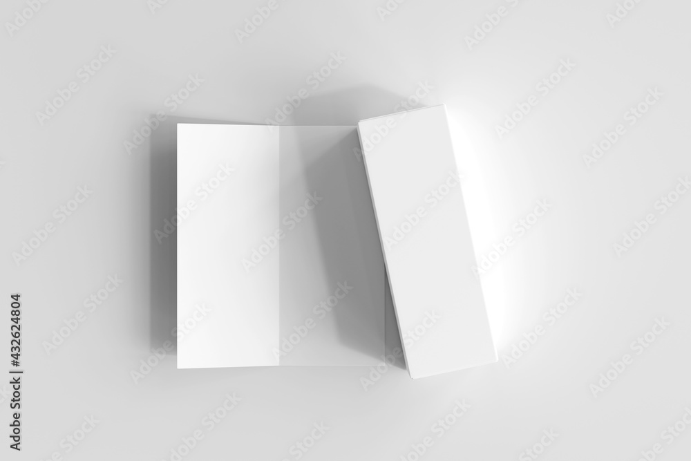 Isolated Product Packaging Box with Bi-Fold Brochure 3D Rendering Isolated Product Packaging Box with Bi-Fold Brochure 3D Rendering
