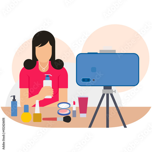 Female doing product review