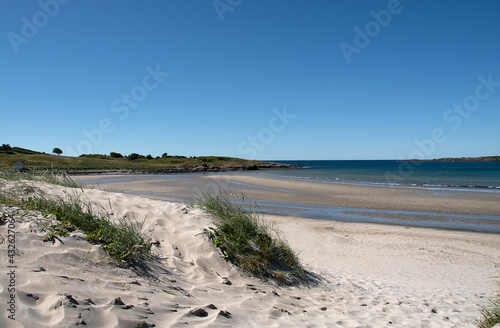 Beauiful Farstad Beach with dunes. No people and view to the horizon. Lots of space for text.