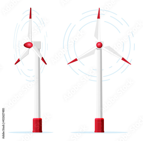 Wind turbine icon isolated on white background. Modern windmill symbol. Rotating win mill concept. Alternative renewable energy source. Flat vector illustration