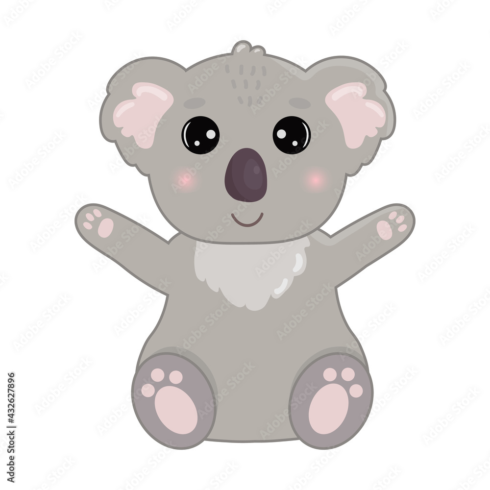 Illustration animal of Australia, koala. Isolated over white background. For books, children's books, books about animals, stickers, magazines, design, factories, business Illustration animal of Australia, koala. Isolated over white background. For books, children's books, books about animals, stickers, magazines, design, factories, business