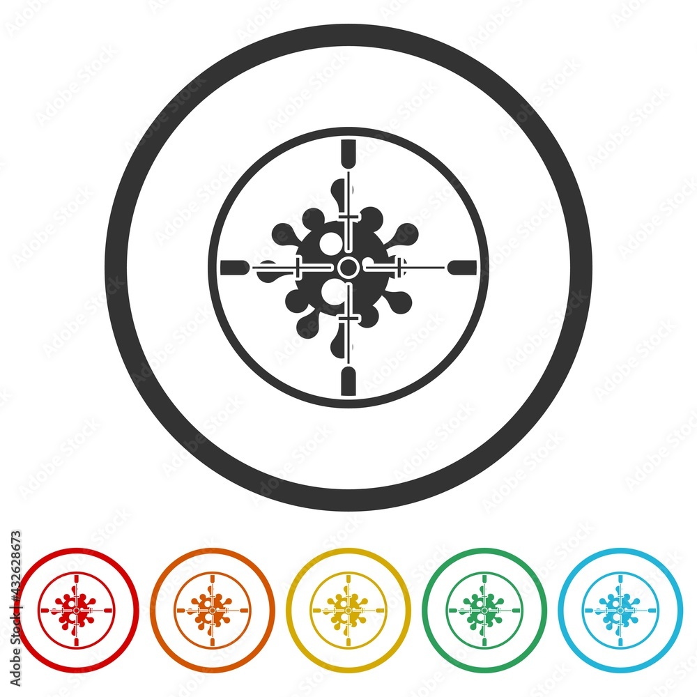 Virus target ring icon isolated on white background color set Virus target ring icon isolated on white background color set