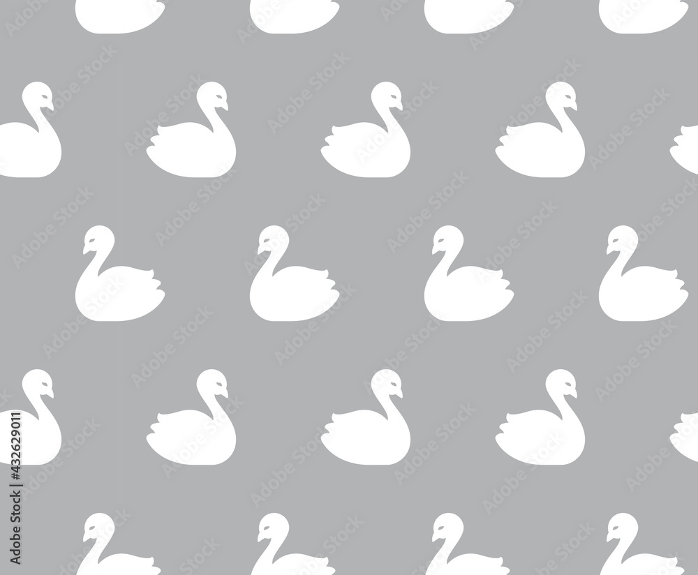 Swan seamless pattern in white and grey. Swans print for paper or fabric. Swan seamless pattern in white and grey. Swans print for paper or fabric.