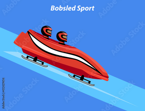 Winter Sport Bobsleigh Bobsled Graphic Vector Illustration