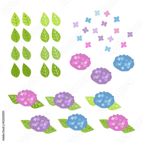 紫陽花のベクターイラストアイコンセット ベクター